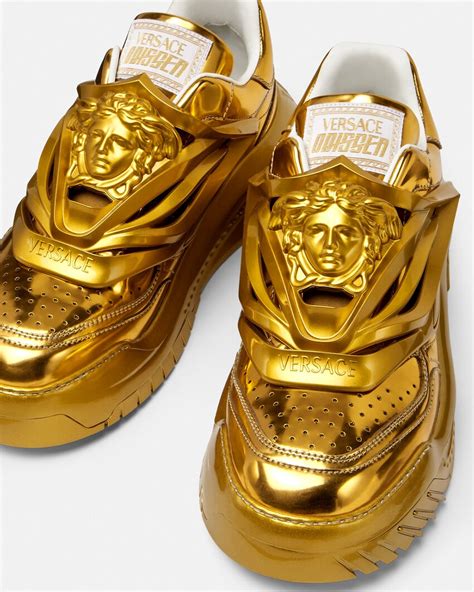 gold versace shoes|versace odissea sneakers.